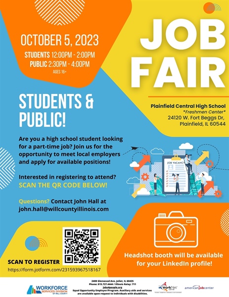 Plainfield Central High School Job Fair - Presented by Workforce Services Division of Will County